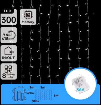 Tiras de Luces Led Navidad 3x3 mt pilas